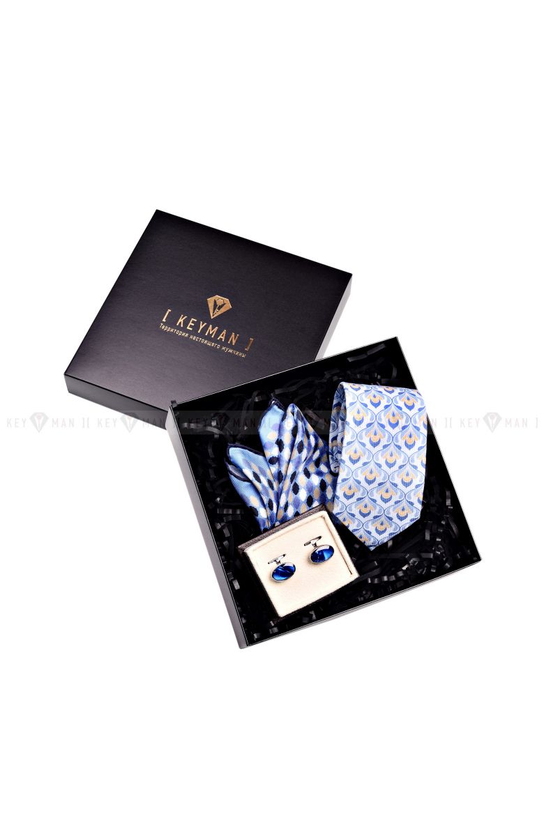 Пример подарочного набора Keyman (фирменная коробочка, галстук, платок, запонки)