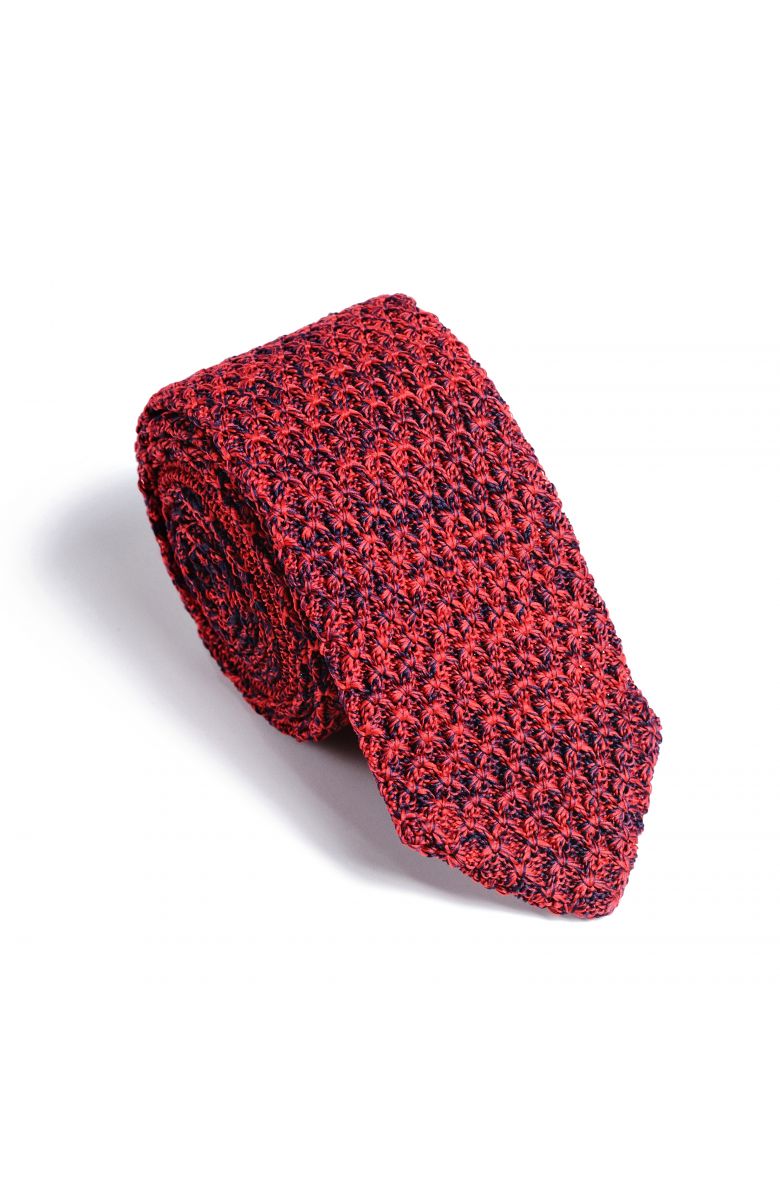 Галстук мужской красно-синий трикотажный, объемное плетение