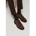 Туфли мужские дабл-монки коричневые, замшевые, высокая подошва