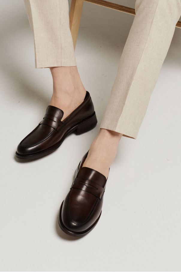Туфли мужские пенни-лоферы коричневые (ivy loafer)