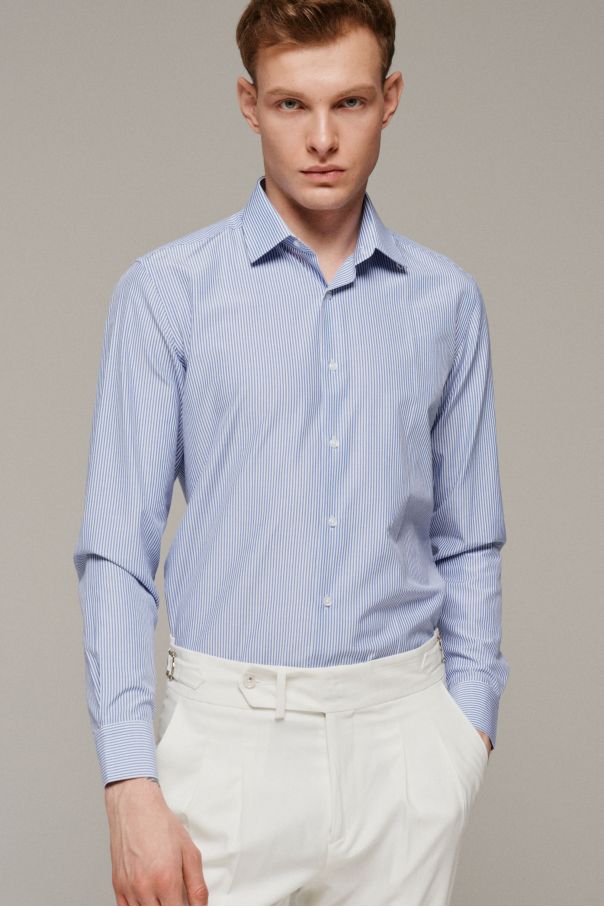 Рубашка мужская в синюю полоску, классика воротник (Regular Fit)