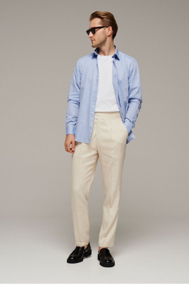 Рубашка мужская светло-синяя, ткань оксфорд, классика воротник (Regular fit)