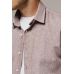 Рубашка мужская коричневая меланж из хлопка и льна, классика воротник (Regular fit)