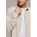 Рубашка мужская бежевая меланж из хлопка и льна, классика воротник (Regular fit)