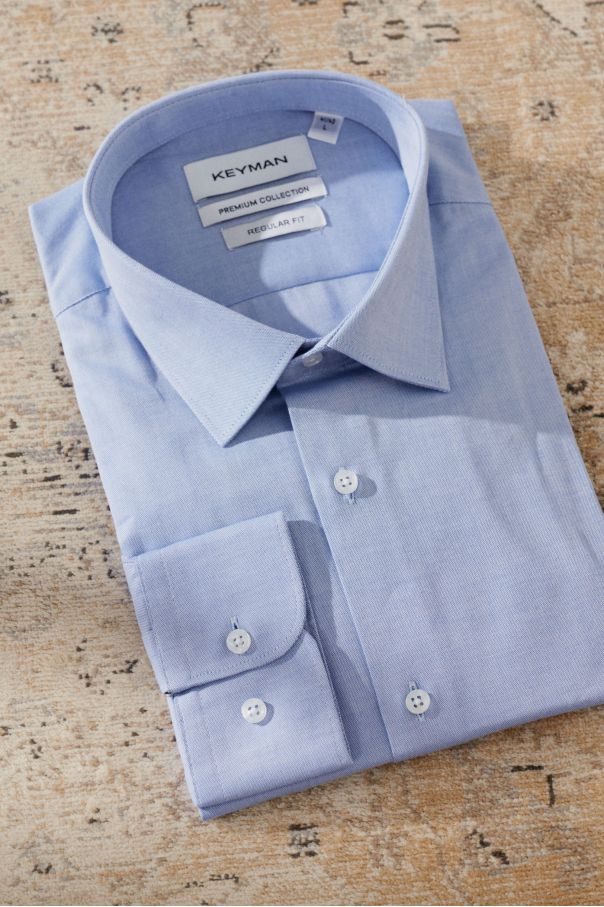 Рубашка мужская светло-синяя, ткань оксфорд, классика воротник (Regular fit)