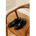 Туфли мужские дерби черные глянец с полукруговым швом на мыске (moc toe)