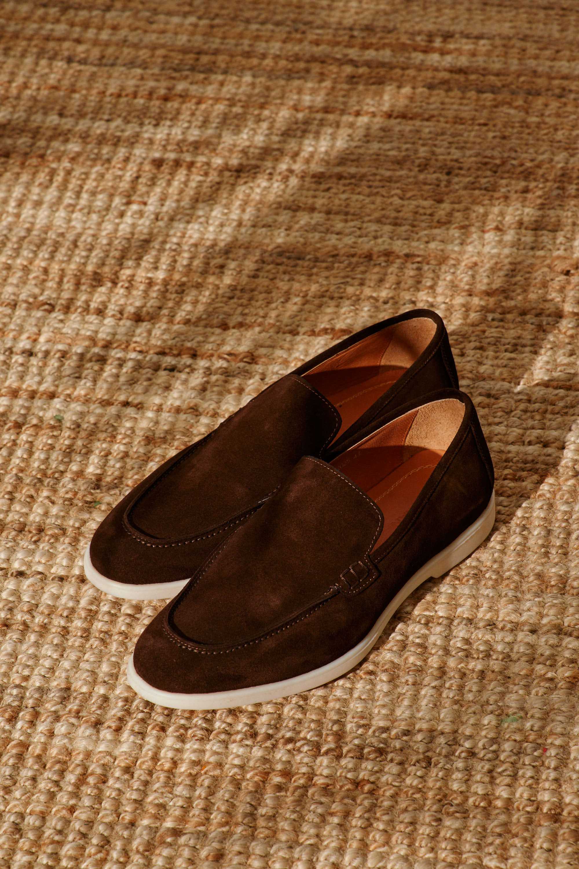 Туфли мужские коричневые замшевые лоферы (summer walk loafers)