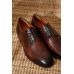 Туфли мужские дерби коричневые с полукруговым швом на мыске (moc toe)