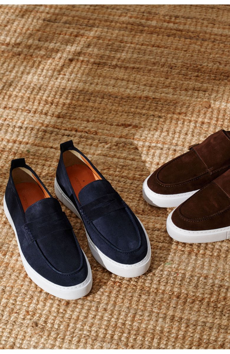 Пенни-лоферы синие из замши, слипоны (Slip-On Penny Loafer)