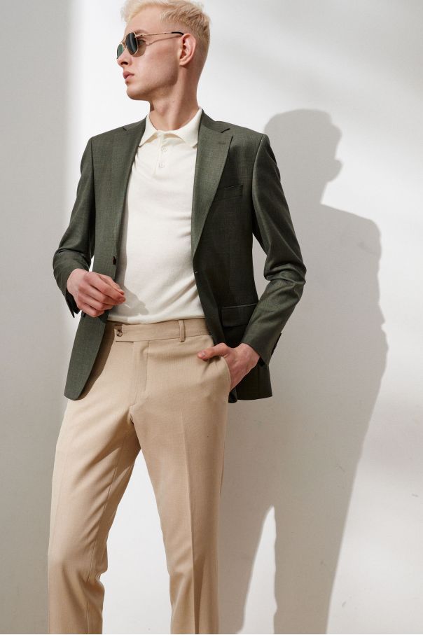 Пиджак мужской зеленый с английским лацканом
