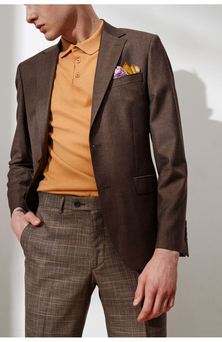 Пиджак мужской коричневый в мелкую фактуру
