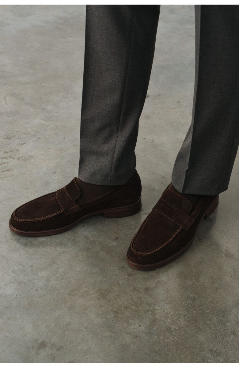 Пенни лоферы замшевые, коричневые (ivy loafer)
