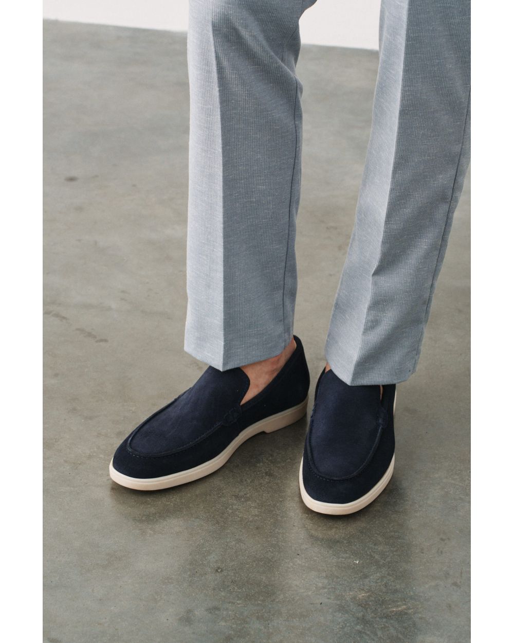 Туфли мужские, синие, замшевые лоферы, облегченные (summer walk loafers)