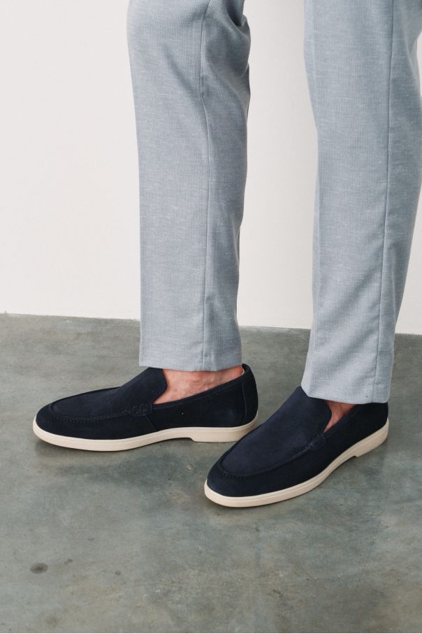 Туфли мужские, синие, замшевые лоферы, облегченные (summer walk loafers)
