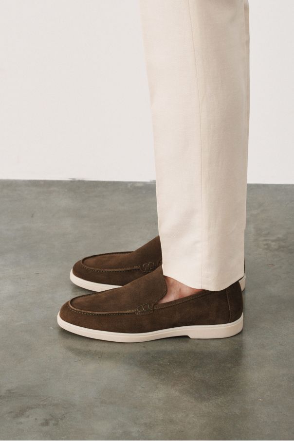 Туфли мужские хаки замшевые лоферы, облегченные (summer walk loafers)
