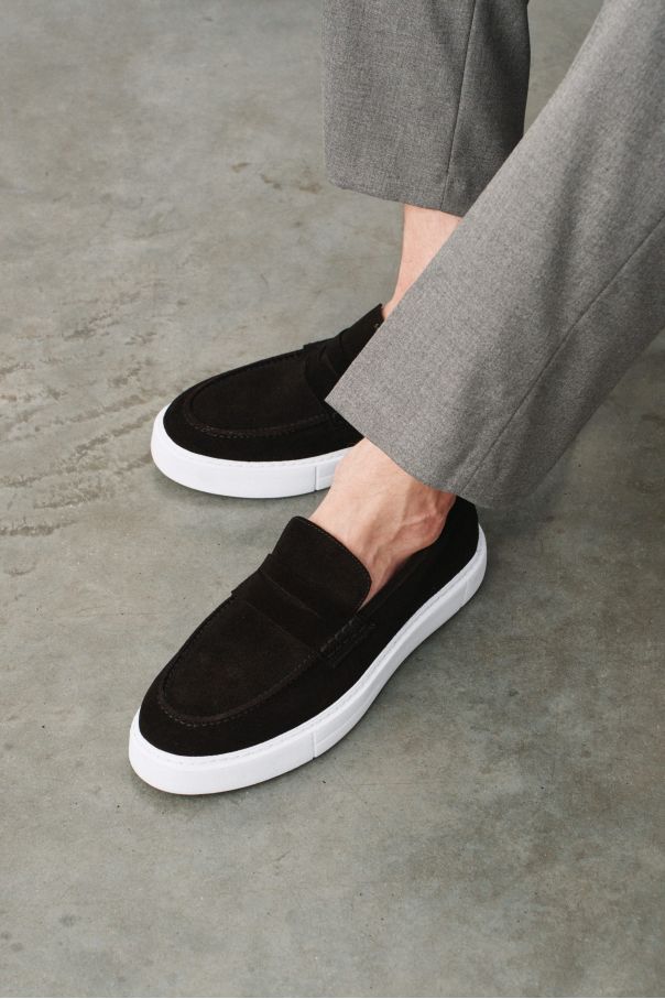 Туфли мужские черные замшевые слипоны пенни-лоферы (slip-on penny loafers)