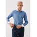 Рубашка мужская синяя в полоску с белыми воротником и манжетами, "contrast collar"