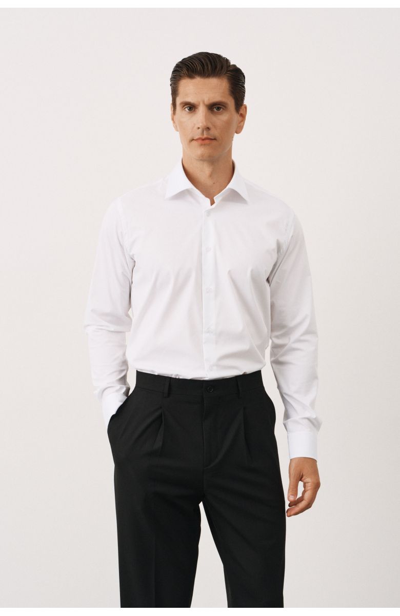 Рубашка белая, ткань Bamboo, классика воротник (Regular fit)
