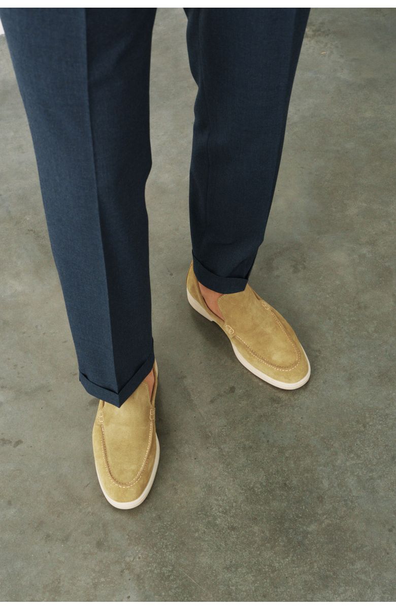 Лоферы светло-оливковые из замши, облегченные (Summer Walk Loafer)