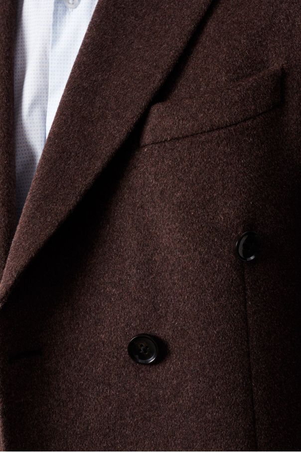 Пальто двубортное мужское, демисезонное, коричневое меланж