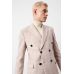 Пальто двубортное мужское, демисезонное, светло-бежевое, ткань крупная "ёлочка", с итальянскими лацканами