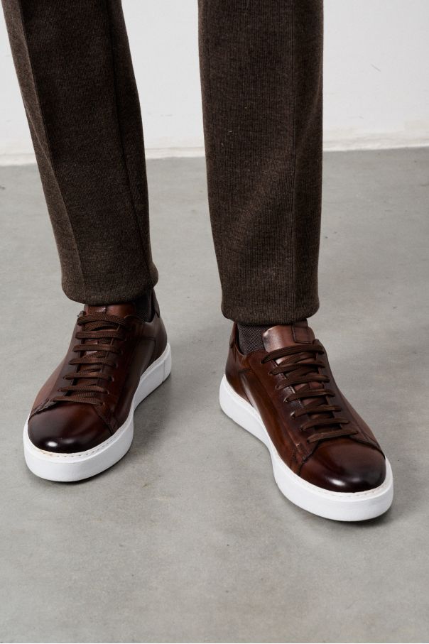 Кеды коричневые, гладкая кожа