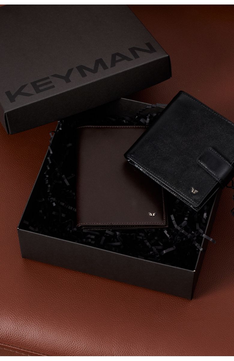Пример подарочного набора Keyman (фирменная коробочка, кошелек и обложка для документов)