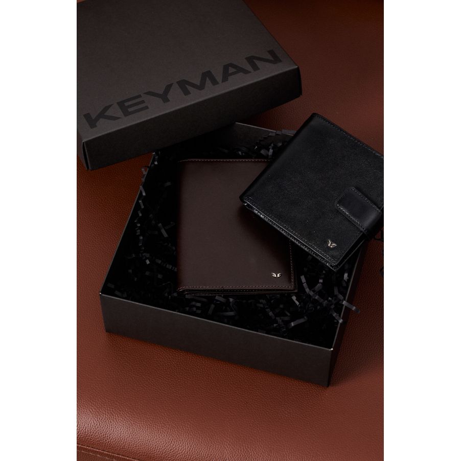 Пример подарочного набора Keyman (фирменная коробочка, кошелек и обложка для документов)