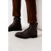 Ботинки мужские дерби броги коричневые на шнурках и замке, зернистая кожа