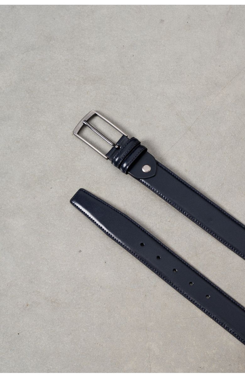 Ремень мужской синий со строчкой по краю