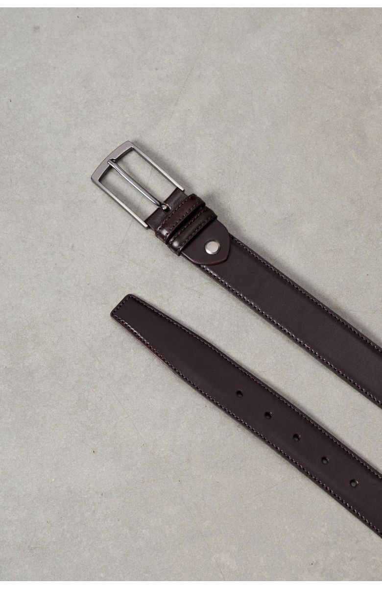 Ремень мужской коричневый со строчкой по краю