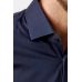 Рубашка мужская темно-синяя в коричневый принт круги, классика воротник
