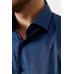 Рубашка мужская синяя в темно-синий принт круги, классика воротник