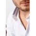 Рубашка мужская белая с цветными вставками на воротнике и манжетах