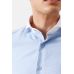 Рубашка мужская в бело-голубую фактуру, с белым воротничком и манжетами