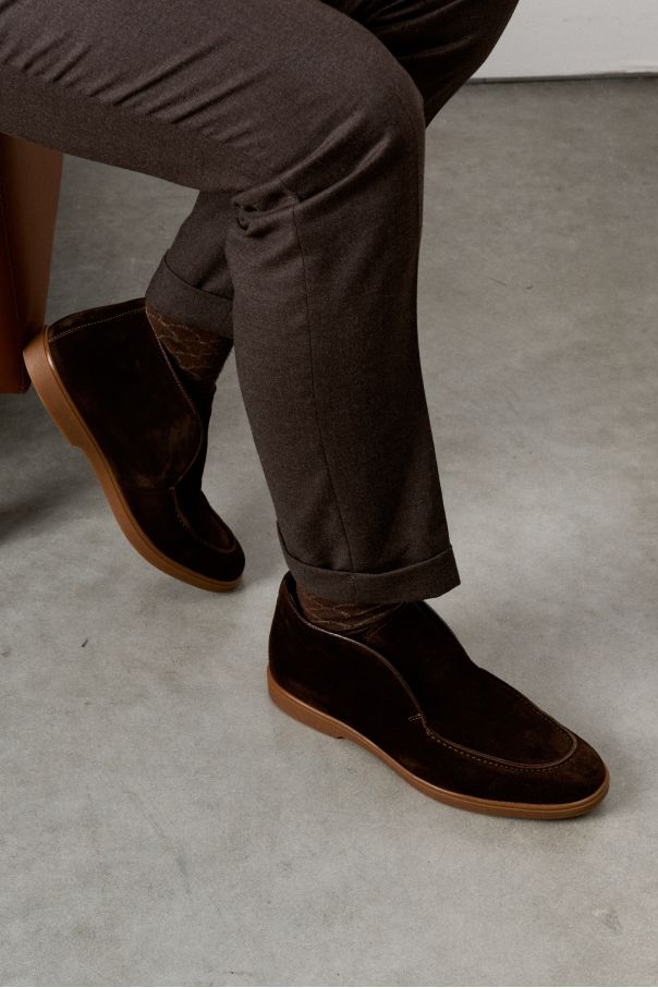 Ботинки мужские коричневые замшевые, модель "open walk"