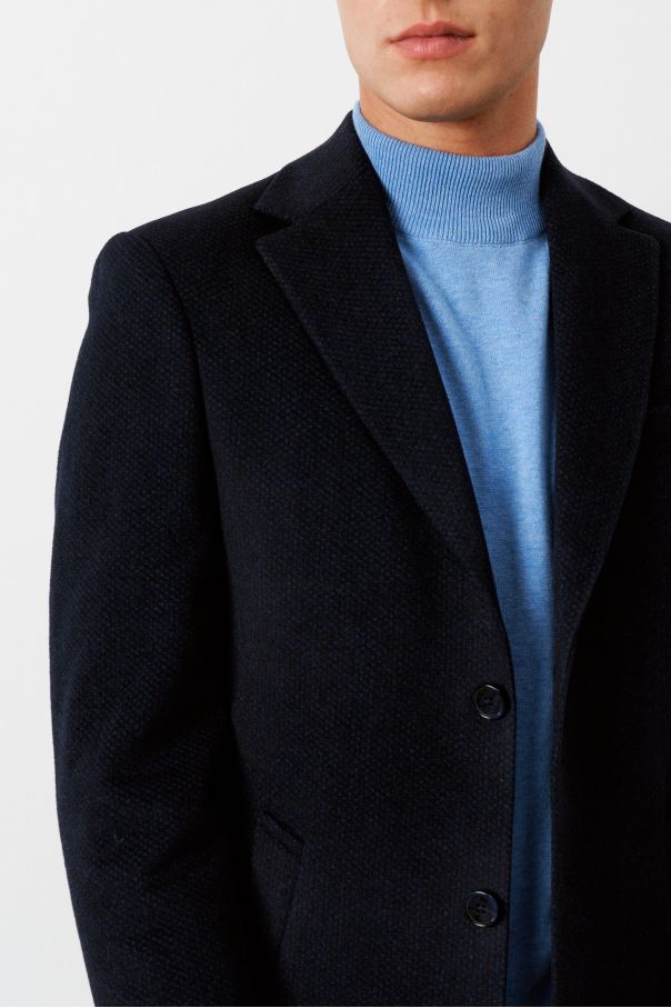 Пальто мужское демисезонное синее с голубыми вкраплениями