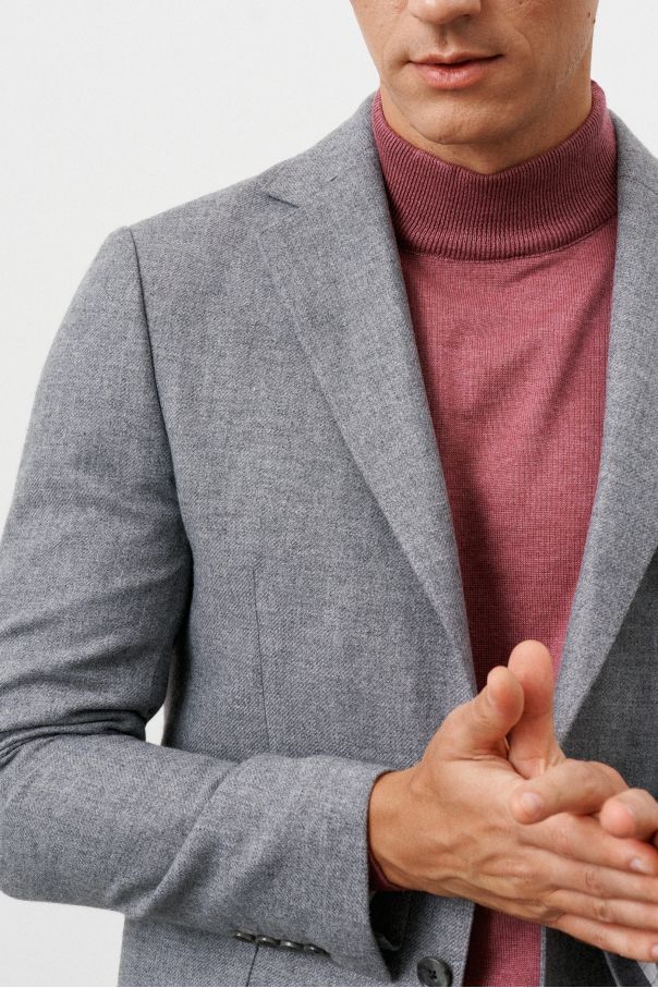 Пиджак мужской серый меланж, с накладными карманами