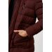 Куртка мужская бордовая, стеганая с накладными карманами, капюшон с мехом