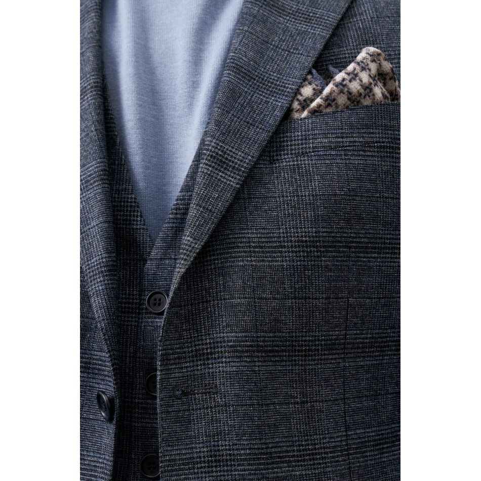 Платок нагрудный в карман серо-синий, в крупный узор