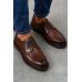Туфли мужские дерби коричневые с полукруговым швом на мыске, на высокой подошве