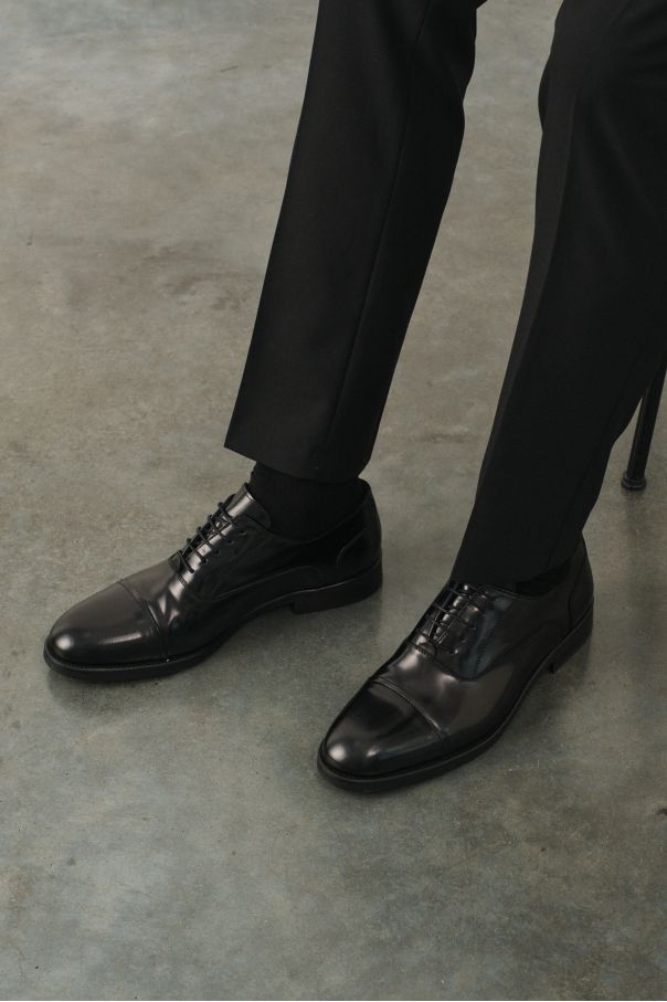Туфли мужские оксфорды классические черные, глянцевая кожа