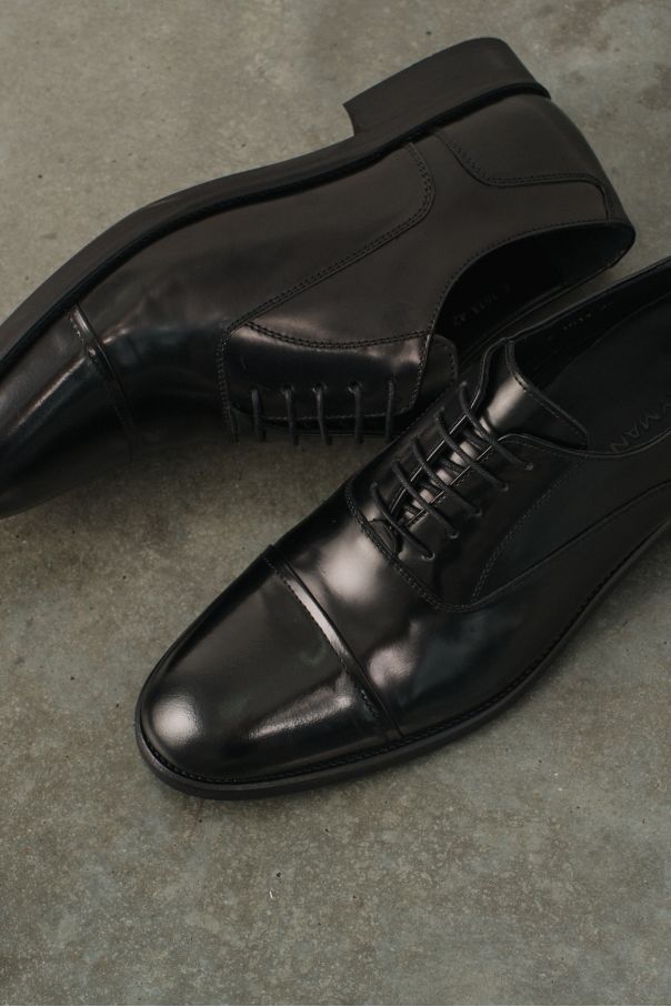 Туфли мужские оксфорды классические черные, глянцевая кожа