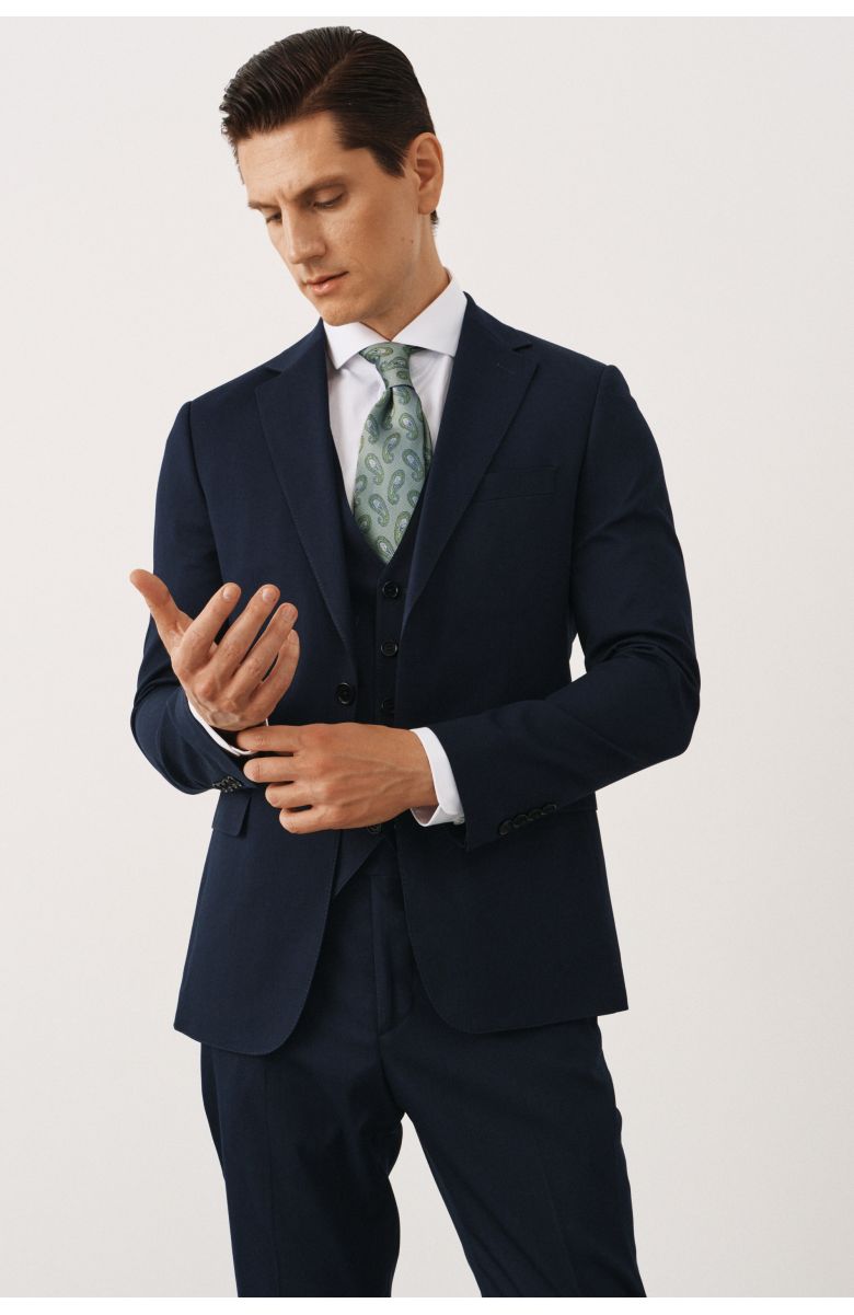 Комплект на свадьбу с синим костюмом с рельефной тканью (костюм, рубашка, обувь, галстук)