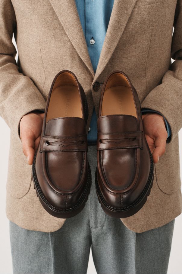 Пенни-лоферы на высокой подошве, коричневые