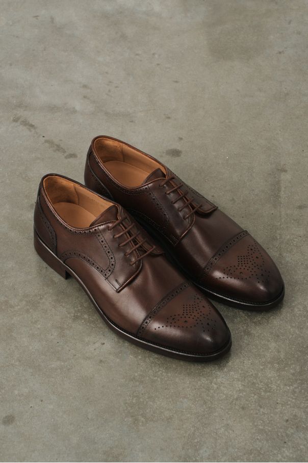Туфли мужские дерби полуброги коричневые