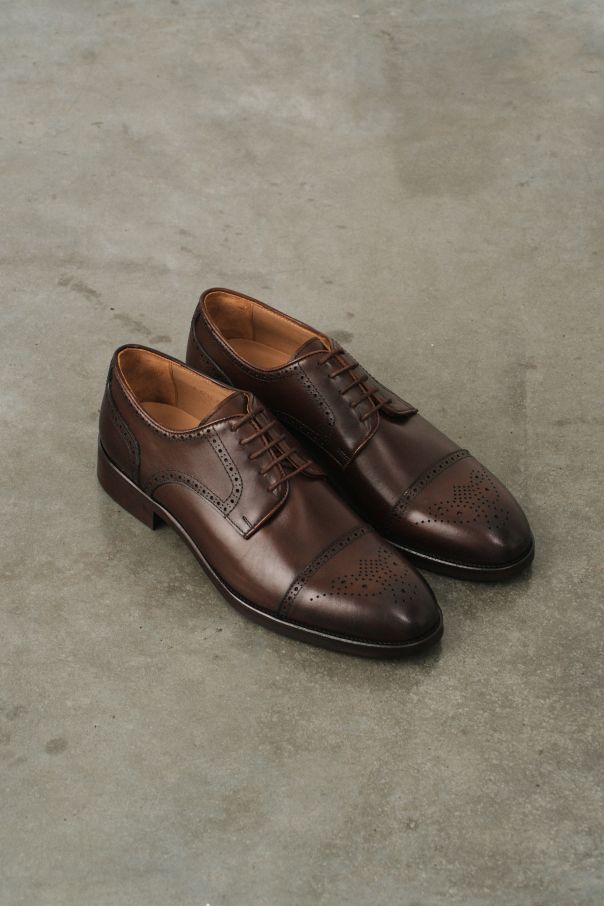 Туфли мужские дерби полуброги коричневые