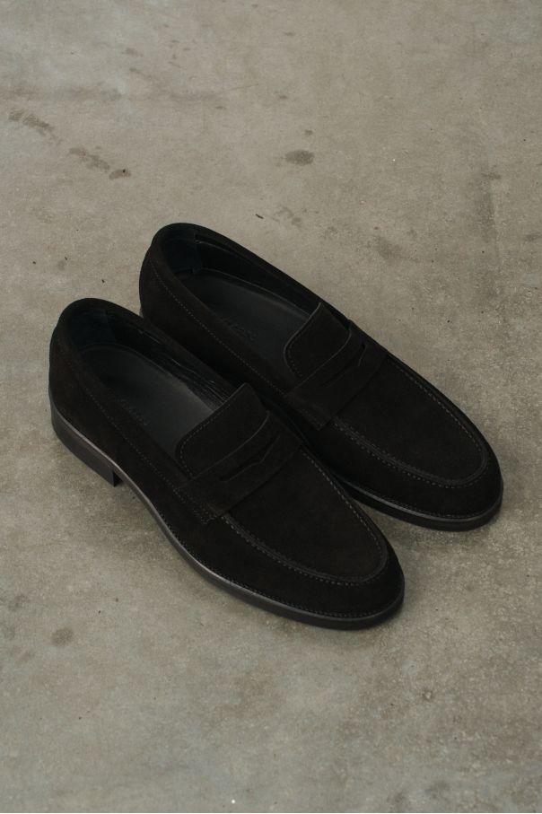 Пенни-лоферы замшевые, черные (ivy loafer)