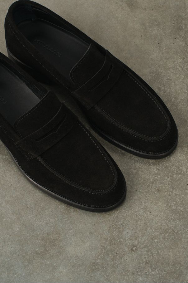 Пенни-лоферы замшевые, черные (ivy loafer)