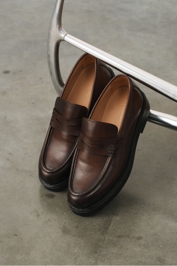 Пенни-лоферы коричневые на высокой гладкой подошве